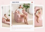 MAXYOYO Folding Sofa Bed, 2 in 1 Convertible Sofa to Lounger Comfy Single Bean Bag Chair for Adults, Floor Sleeper Couch with Handle, Faux Fur Couch Bed for Living Room Bedroom, Pink - Image 5