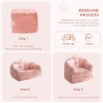 MAXYOYO Folding Sofa Bed, 2 in 1 Convertible Sofa to Lounger Comfy Single Bean Bag Chair for Adults, Floor Sleeper Couch with Handle, Faux Fur Couch Bed for Living Room Bedroom, Pink - Image 8