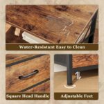 Huuger Nightstands Set of 2, Night Stand with Charger Station, 2 Drawer Side Table with Open Shelf, USB-C Port, End Table for Small Spaces, X Shaped Side Rail, Rustic Brown - Image 4