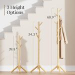 Pipishell Coat Rack Sturdy Wooden Coat Rack Stand, Adjustable Coat Tree, Free Standing Tree Hanger with 4 Sections & 8 Hooks, for Home/Bedroom/Office/Hallway/Entryway - Image 4
