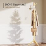 Pipishell Coat Rack Sturdy Wooden Coat Rack Stand, Adjustable Coat Tree, Free Standing Tree Hanger with 4 Sections & 8 Hooks, for Home/Bedroom/Office/Hallway/Entryway - Image 5