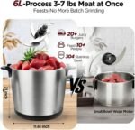 Electric Large Food Processor,6L Meat Grinder Stainless Steel for Home, Heavy-Duty Meat Blender Mincer with 2 Speed& 6 Blades,1200W Electric Food Grinder Chopper for Meat,Game,Hunt & Meal Prep - Image 3
