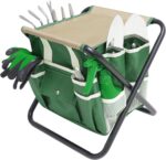 Garden Tool Set, 10 Piece Kit with Heavy Duty Folding Stool, Detachable Storage Tote Bag, Stainless Steel Tools, Gifts for Women Men Green - Image 4