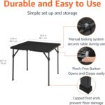 Amazon Basics 34 inch Portable Sturdy Folding Dining Table with Carrying Handle, Space Saving Storage, Square, 33.9 x 29.1 x 33.9 inch, Black | Folding, Portable, with Carrying Handle - Image 3