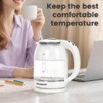 Household Electric Kettle, All 304 Stainless steel and No Plastic Contact, Automatic Shut-off,Borosilicate glass Visual Boiling, 2.0L Water Boiler & Tea Kettle Perfect For Tea & Coffee (pure white) - Image 3