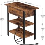 HOOBRO End Table with Charging Station, Narrow Side Table, Flip Top Nightstand with USB Ports and Outlets, Bedside Tables with Shelf for Small Spaces, Living Room, Rustic Brown BF341BZ01 - Image 4