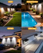 Aootek New Solar Motion Sensor Lights 120 LEDs with Lights Reflector,270° Wide Angle, IP65 Waterproof, Step Lights for Front Door, Yard, Garage, Deck (Black, Daylight White, 6-Pack) - Image 4