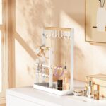 ProCase Cute Jewelry Stand, Aesthetic Jewelry Organizer for Dresser Vanity, Jewelry Holder Display for Necklaces Earrings, Gifts for Teen Girls Women, Bedroom Dorm Decor -Medium, White - Image 6