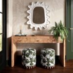 Tov Furniture Dex Olive Green Leopard Jacquard Ottoman - Image 3