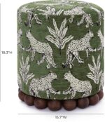 Tov Furniture Dex Olive Green Leopard Jacquard Ottoman - Image 4