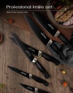 Amorston Knife Set, 15 Pieces Kitchen Knives Set with Block and Built in Sharpener, Dishwasher Safe Knife Block Set, German Stainless Steel Knife Block Set for Home Kitchen Black - Image 4