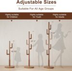 Muwuele Solid Wood Cactus Coat Rack, Freestanding Coat Rack With 6 L-Shaped Hooks and 3 Adjustable Sizes, Coat Tree for Bedroom, Entryway, Livingroom, Coat Hanger Stand for Coats, Handbags (Walnut) - Image 4
