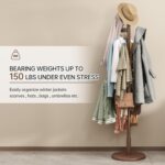 Muwuele Solid Wood Cactus Coat Rack, Freestanding Coat Rack With 6 L-Shaped Hooks and 3 Adjustable Sizes, Coat Tree for Bedroom, Entryway, Livingroom, Coat Hanger Stand for Coats, Handbags (Walnut) - Image 6