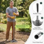 10"×10" Steel Hand Tamper, 48" Adjustable Handle Manual Soil Compactor & Dirt Tamper Tool for Landscaping, Yard, Gravel, Asphalt, Driveway, Garden, Ground Leveling - Image 3