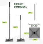 10"×10" Steel Hand Tamper, 48" Adjustable Handle Manual Soil Compactor & Dirt Tamper Tool for Landscaping, Yard, Gravel, Asphalt, Driveway, Garden, Ground Leveling - Image 4