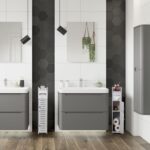 TuoxinEM Storage Cabinet for Small Spaces, Over The Toilet Cabinet for Skinny Bathroom Storage Corner Floor, Slim Paper Holder with 2 Doors & Shelves (White) - Image 3