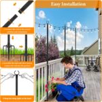 Mutovlin 2 Pack String Light Poles,10 Ft Light Poles for Outside String Lights,Outdoor Lights Pole with Fork,Metal Poles Stand for Patio Deck Backyard (10FT 2 Pack) - Image 5