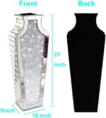 Allartonly Floor Crushed Diamond Mirrored Vase 27" Tall, Crystal Silver Glass Decorative Mirror Large Size Luxury for Home Decor. Can't Hold Water. - Image 4