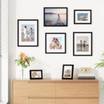 Vittanly 8x10 Picture Frames Set of 9, Shatter Resistant Plexiglass, Display 5x7 Pictures with Mat or 8x10 without Mat, Photo Frames for Wall or Tabletop, Engineered Wood, Black - Image 4