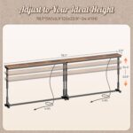 Huuger 78.7 Inch Height Adjustable Behind Couch Table with Power Outlets, 23.9’’-34.4’’ Range, Sofa Tables Narrow Long with USB-C Ports, Skinny Console Table, for Small Spaces, Rustic Brown - Image 3