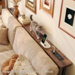 Huuger 78.7 Inch Height Adjustable Behind Couch Table with Power Outlets, 23.9’’-34.4’’ Range, Sofa Tables Narrow Long with USB-C Ports, Skinny Console Table, for Small Spaces, Rustic Brown - Image 4