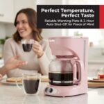 MUELLER HOME 12-Cup Pink Coffee Maker - Borosilicate Carafe, Auto-Off, Pink Kitchen Accessories, Reusable Filter, Anti-Drip, Kitchen Appliances, Keep-Warm Function - Image 4