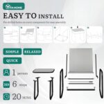 YITAHOME 3 Piece Patio Furniture Set, Small Outdoor Conversation Set with Textilene Fabric Bistro Rocking Chairs and Glass Table for Balcony Backyard Lawn Porch Garden Poolside (Grey) - Image 6