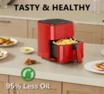 Air Fryer 3.17QT with Clear Window, Simple Operation Airfryer Non-Stick Basket Dishwasher Safe, Square Airfryer, Air Fry, Roast, Reheat, Dehydrate, Bake, 400°F Rapid Air Crispy Technology, Red - Image 4
