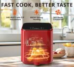 Air Fryer 3.17QT with Clear Window, Simple Operation Airfryer Non-Stick Basket Dishwasher Safe, Square Airfryer, Air Fry, Roast, Reheat, Dehydrate, Bake, 400°F Rapid Air Crispy Technology, Red - Image 6