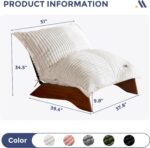 MAXYOYO Adjustable Living Room Chair, 3-Position Bean Bag Chair with Removable Cover, Upholstered Accent Chair with Frame, Soft Reclining Lounge for Bedroom, Apartment, Office, Beige - Image 3
