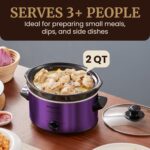 Elite Gourmet MST-275XP Electric Oval Slow Cooker, 2Qt Capacity, Purple - Image 4