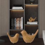 Notakia Wood Look Ceramic Birds Statues Home Decor Modern Style Decorative Ornaments for Living Room, Bedroom, Office Desktop, Pottery barn Decor - Image 6