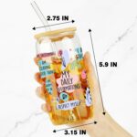 Daily Affirmations Glass Cup, Iced Coffee Tumbler with Positive Quotes, Mental Health, Self Care, Inspirational, Motivational Gifts for Women Friends, Graduation, Cheer Up Gifts for Sister, Student - Image 5