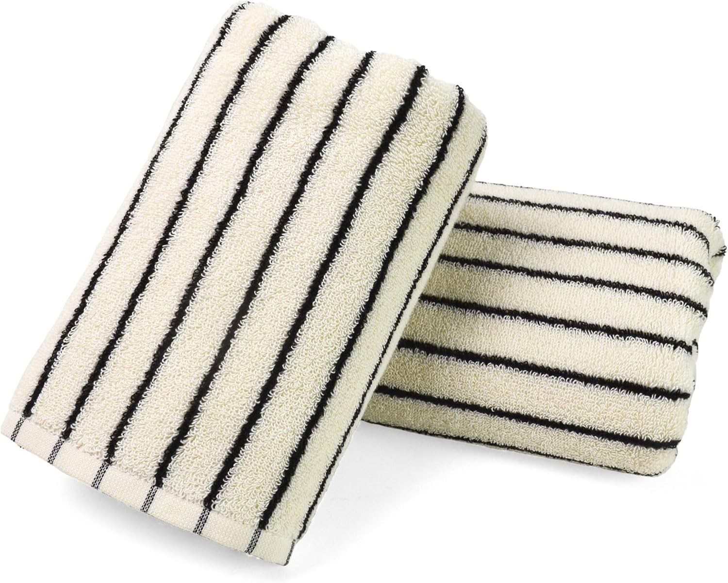 Jacquotha Black and White Striped Hand Towels for Bathroom, Vintage Kitchen Decor, Guest Use, Adults & Kids, Natural Cotton, 14” x 29” - Image 3