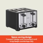 bella 4 Slice Toaster with Auto Shut Off, Extra Wide Slots & Removable Crumb Tray and Cancel, Defrost & Reheat Function, Toast Bread & Bagel, Black - Image 3