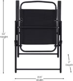 Flash Furniture Mystic Folding Patio Sling Chairs, Outdoor Textilene Lawn Chairs with Armrests, Set of 2, Black - Image 6