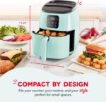 Dash Tasti-Crisp™ Digital Air Fryer – 2.6 Quart Small Compact Mini Air Fryer for French Fries, Nuggets & More, 1-2 People, Auto Shut Off, Adjustable Temp, Dishwasher Safe Parts - Aqua - Image 3