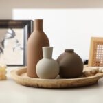 Ceramic Vase Set of 3, Vases Home Decor Rustic Farmhouse Decorative Vase Pottery Vases for Bouquet Pampas Grass Dried Fresh Flowers, Table Living Room Kitchen Bedroom Bathroom - Brown - Image 5