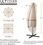 ULTCOVER Patio Parasol 600D Waterproof Outdoor Offset Banana Style Umbrella Cover - Fits Cantilever Offset Umbrella 7.5-11.5 Feet - Image 3