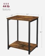 VASAGLE Side Tables Set of 2, Small End Table, Nightstand for Living Room, Bedroom, Office, Bathroom, Rustic Brown and Black ULET272B01 - Image 4