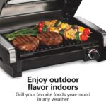 Hamilton Beach Electric Indoor Searing Grill with Viewing Window & Adjustable Temperature Control to 450F, 118 sq. in. Surface Serves 6, PFAS-Free Removable Nonstick Grate, Stainless Steel - Image 3