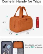 BAGSMART Travel Toiletry Bag, Puffy Toiletry Bag for Women, Wide-open toiletry bags for traveling, Large Travel Cosmetic Makeup Bag Organizer for Accessories,Toiletrie (Sandstore Brown) - Image 4