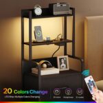 HOOBRO Tall Nightstand with Charging Station, LED Bedside Table with 3 Fabric Drawers and Open Shelves, USB-A, Type-C, 2 AC Outlets, Modern End Table for Bedroom, Black BB206UDBZ01 - Image 5