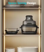 Rellytech Portable Glass Air Fryer - 1500W, 4.2 QT & 6-Cup Dual Glass Containers with Lids, 4-in-1, 60 Min Timer, 140°F-400°F Adjustable, Microwave, Freezer & Dishwasher Safe, Grey - Image 4