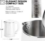 Secura Stainless Steel Double Wall Electric Kettle Water Heater for Tea Coffee w/Auto Shut-Off and Boil-Dry Protection, 1.0L (White) SWK-1001DW/HB-K012 - Image 3