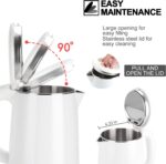 Secura Stainless Steel Double Wall Electric Kettle Water Heater for Tea Coffee w/Auto Shut-Off and Boil-Dry Protection, 1.0L (White) SWK-1001DW/HB-K012 - Image 5