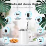 Secura Stainless Steel Double Wall Electric Kettle Water Heater for Tea Coffee w/Auto Shut-Off and Boil-Dry Protection, 1.0L (White) SWK-1001DW/HB-K012 - Image 6