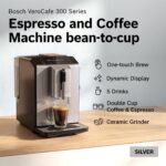Bosch Fully Automatic Coffee and Espresso Machine - One-Touch Drinks, Barista Style, Double Cup Super Coffee Maker - Large Bean Capacity - Easy Clean, Maintenance - Silver- TIU20307 - Image 3