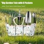 Gardening Tools Set of 10, Heavy Duty Stainless Steel Garden Hand Tools with Floral Tote Bag, Rust-Proof Garden Tools for Gardening, Gardening Gifts for Women, Men and Plant Lover - Image 3