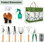 Gardening Tools Set of 10, Heavy Duty Stainless Steel Garden Hand Tools with Floral Tote Bag, Rust-Proof Garden Tools for Gardening, Gardening Gifts for Women, Men and Plant Lover - Image 4